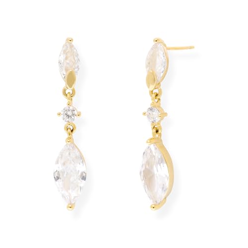 Sonateomber Gold Rhinestone Drop Dangle Earrings for Women, Elegant Marquise Leaf Crystal Bridal Earings Prom Wedding Fashion Jewelry Gift