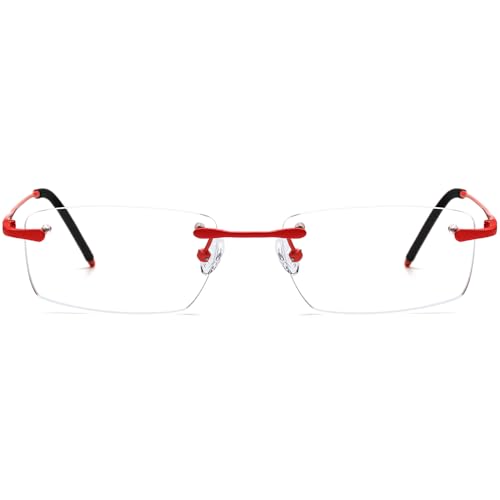 Image of Titanium Glasses Frame,Rimless Optical Eyewear Eyeglasses for Men and Women