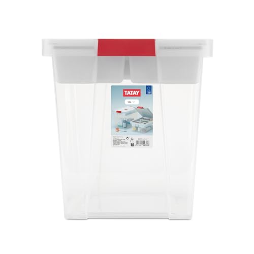 Image of TATAY First Aid Box 15L | Plastic Storage Box with Lid and 5-Compartment Tray | Lid with Hinges Included | Ergonomic Handles | Recycled BPA-Free Plastic | 25x36x26 cm, White