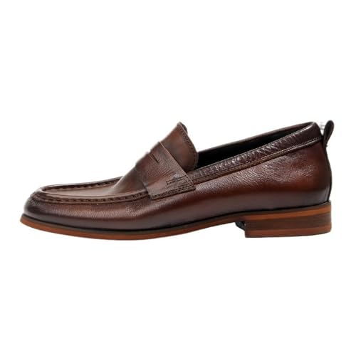 Mens Single Buckle Slip On Genuine Leather Tuxedo Oxford Dress Shoes Wedding Business Casual Loafers Shoes