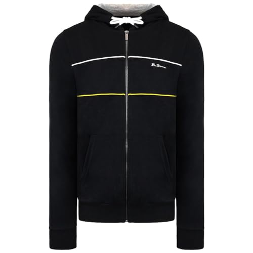 Ben Sherman Long Sleeve Zip Up Black Mens Hooded Track Jacket 0065216 Black