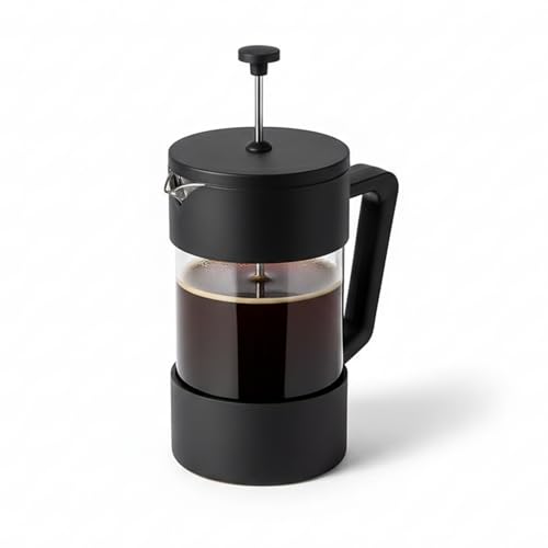 Beenova French Press Coffee & Tea Maker Transparent French Press with Lid Heat-Resistant 3mm Thick Glass Residue-Free Filter Ergonomic Handle All-in-One Brewing System with Scoop for Smooth