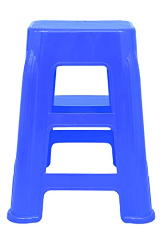 Image of Prima Plastic Durable Moulded Plastic Step Stool Non-Slip for Home & Garden with high Load Capacity. (Set of 1, Blue)