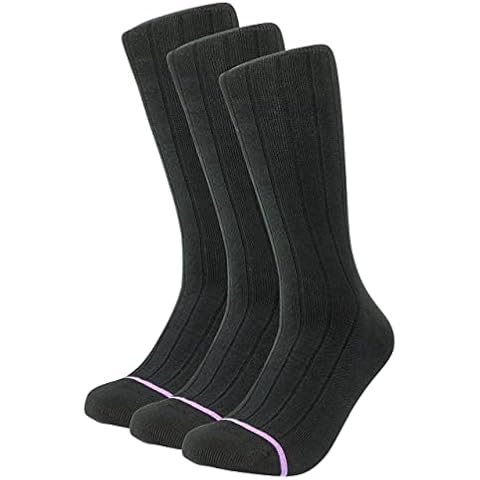 CANDOR AND CLASS Men's 3 Pair PIMA Cotton Premium Socks Ultra Soft Crew Length Trouser Dress Socks (Black Ribbed 1Pk - 3 Pairs) Cover
