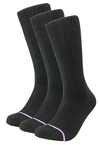 Men's 3 Pair SUPER SOFT PIMA Cotton Black Socks, Seamless Toe, Ribbed or Flat Knit, Crew Length Socks