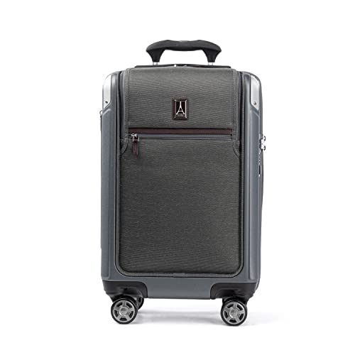 Travelpro Platinum Elite Hardside Expandable Spinner Wheel Luggage TSA Lock Hard Shell Polycarbonate Suitcase, Vintage Grey, Carry-on with Laptop Pocket 21-Inch, Platinum Elite Hardside Expandable