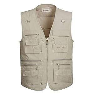 Hwalleum Heren Outdoor Casual Vest, Heren Zomer Lichtgewicht Multi-Zakken Vest Mannen Ademend Sneldrogend Multifunctionele Plus Size Outdoor Gilets voor Werk Reizen Vissen Jacht Fotografie Camping