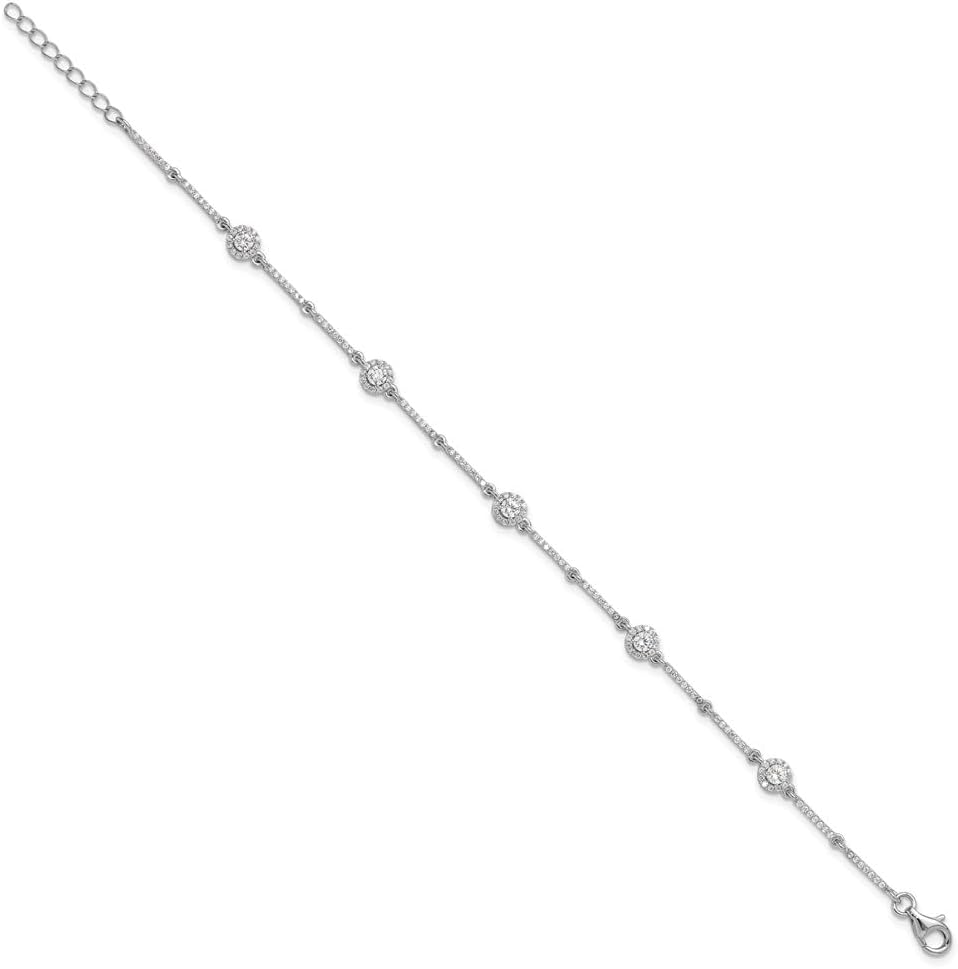Diamond2Deal 925 Sterling Silver Rhodium-plated Diamond Tennis Bracelet 7"