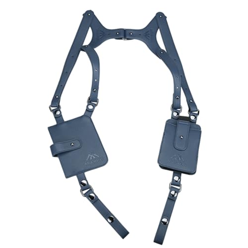 Neween Carteira antifurto oculta com alça de axila para celular, bolsa de ombro de couro sintético lazer bolsa de ombro dupla esportiva colete esportivo ao ar livre (azul)
