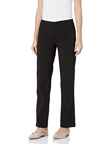 Slim-Sation Women's Wide Band Pull-On Relaxed Leg Pant With Tummy Control, Black, 8 #TOP12