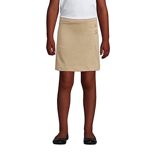 Lands' End Uniform Solid Knit Skort Above The Knee Khaki Kids 10 #TOP3