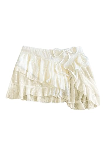 MakeMeChic Women's Vacation Floral Ruffle Tiered Mini Skirt Bow A Line Summer Short Skirts