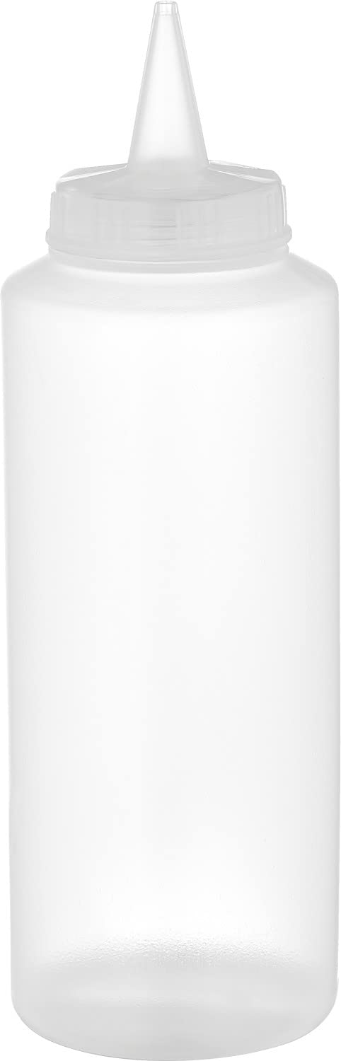 Sterling Ventures Squeeze Sauce Bottle for Condiment Colour Coded and Clear (500ml Clear Bottle)