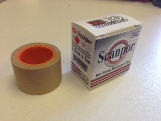 Genuine scanpor tan microporous tape with dispenser (box of 3) 2.5cm x 5m