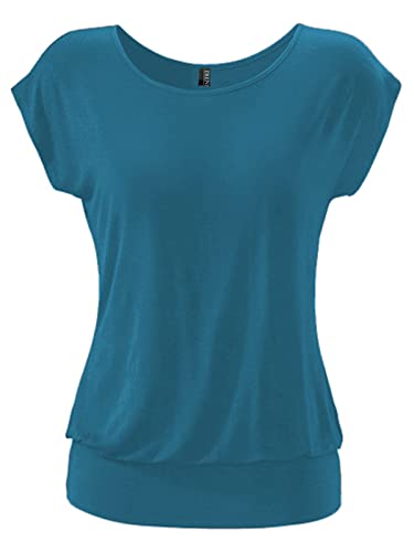 TrendiMax Damen T-Shirt Kurzarm Sommer Shirt Allover Druck Strech Bluse Casual Oberteil Basic Tops, Dickgrün, XL