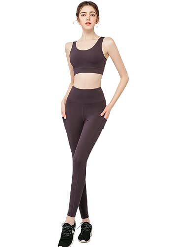 LETIAN Vêtements de sport pour femmes Survêtements 2 pièces Ensembles de soutien-gorge de sport Leggings de yoga Vêtements de sport Ensembles d'entraînement de remise en forme Vêtements de sport D,L Cover