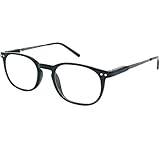 Mini Brille® Nerd Pin Lesebrille, GRATIS Etui, Kunststoff Rahmen und Metall Bügeln mit Federscharnier (Schwarz), Lesehilfe Damen und Herren +1.5 Dioptrien