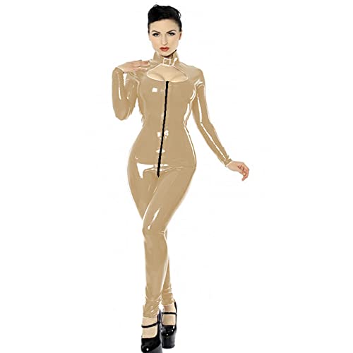 Streetwear Vrouwen Sexy Bodycon PVC Jumpsuit Lange Mouwen Rits Tot Kruis Bodysuit Skinny Rompertjes Vintage Keyhole… - Afbeelding 8