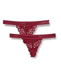 Iris & Lilly Damen Spitzenstring-Unterwäsche, 2er-Pack, Burgunderrot, 38