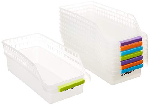 Image of Amazon Brand - Solimo Plastic Storage container Set with sliding mouth (Set of 3, 1100 ml) & Plastic Fridge Storage Organizer Racks, Set of 8,Silver