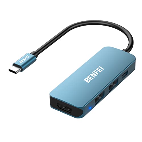 Hub USB-C, hub USB-C 4 in 1 BENFEI con HDMI 4K, alimentatore da 60 W, 2 porte USB, per MacBook Pro 2020/2019/2018, Pixelbook, XPS