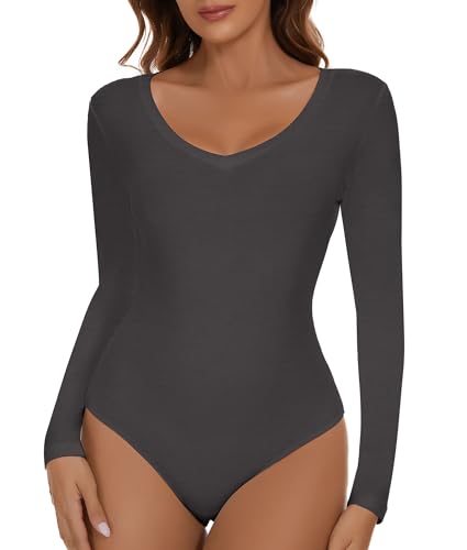 Body con cuello en v hhrfcs mono elástico con escote estilizado de mujer