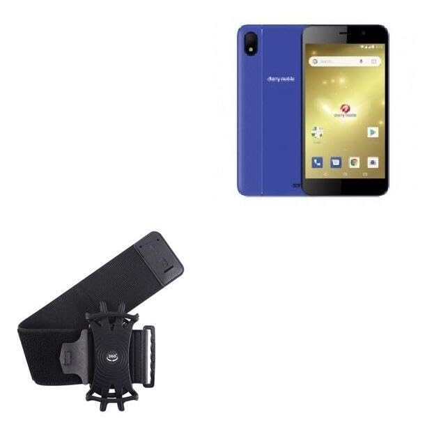 BoxWave Holster Compatible with Cherry Mobile J1 Lite - ActiveStretch Sport Armband, Adjustable Armband for Workout and Running - Jet Black