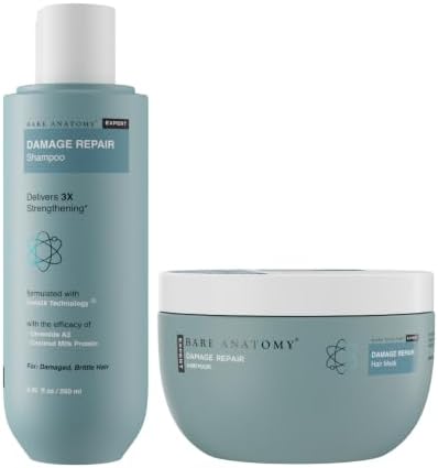 Bare Anatomy Damage Repair Shampoo + Hair Mask Kit, Repairs Damaged, Weak and Dry Hair, Prevents Hair Fall, Contains Coconut Milk Protein, Sulphate and Paraben Free, For Women and Men, 250 ml + 250g