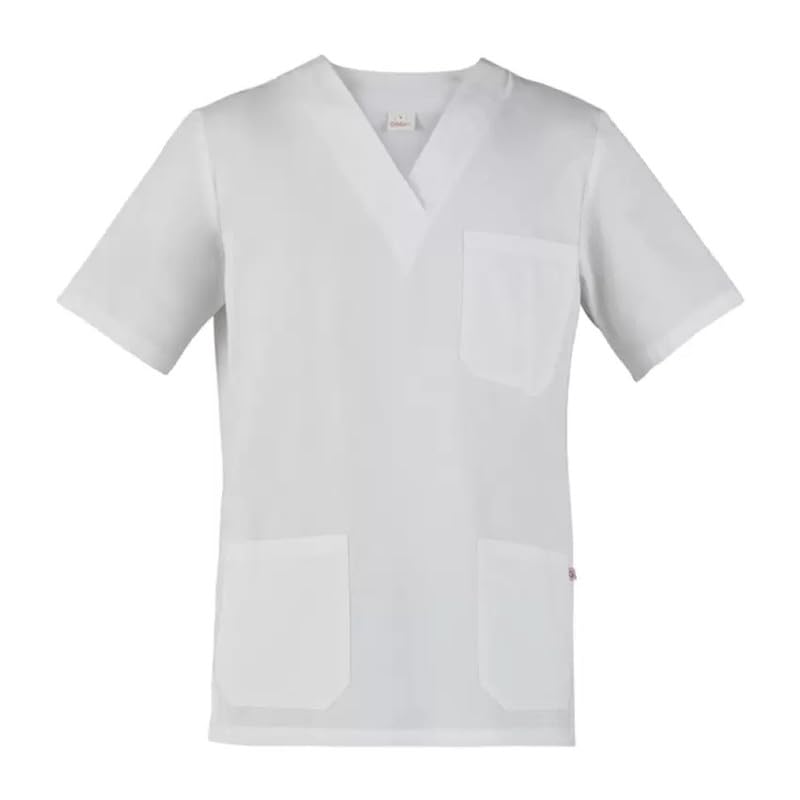 Giblor's Casacca JASON da Dottore Infermiere Manica Corta Unisex Slim Fit BIANCO