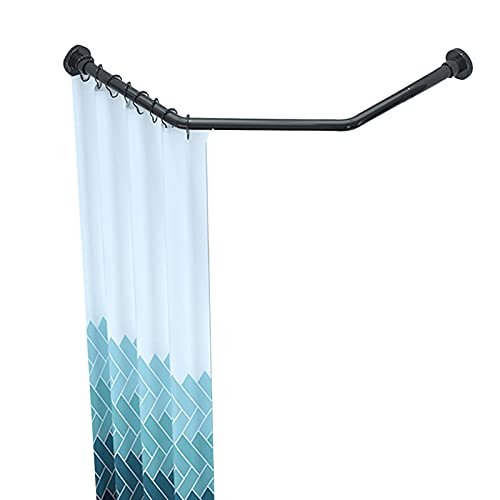 Tringle rideau de douche noire extensible incurvée sans perçage pour baignoire d'angle