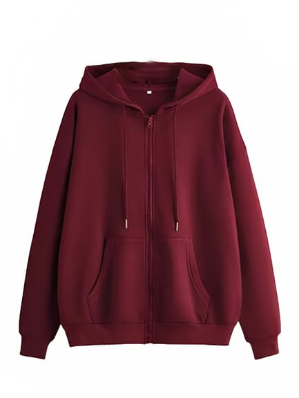 Image of Solid Zipper Hoodie for Womens