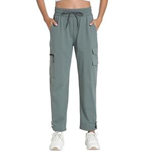Yoglegins Women’s Lightweight Hiking Joggers with Pockets – Water Resistant Cargo Pants for Outdoor Workouts Camping