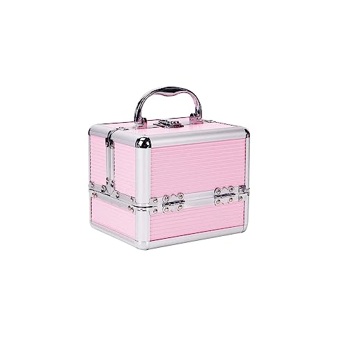 GREENSAPPIRE Lockable Makeup Organizer Box Large Cosmetic Storage Case Pink