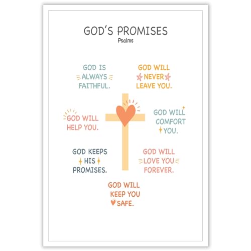 BFADMN God Will Never Leave You Canvas Wall Art God'S Promises Psalms Poster God Will Love You Forever Christian Education Prints Painting Boho Inspirational Quotes Wall Decor 24x36in Unframed