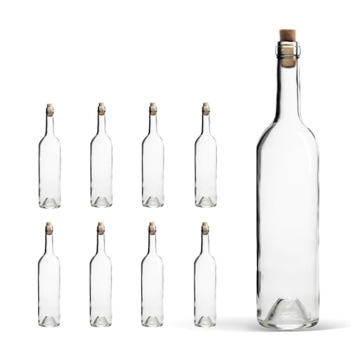 WYSKONT Bouteille 750ml Bordeaux 24 pièces avec bouchon - Bouteilles de vin vide pour brasserie à la maison - Boîte de rangement pour boissons - Décoration de service - En verre transparent – vue 8