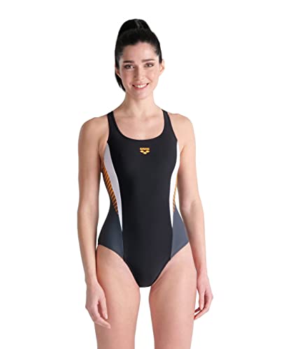 ARENA Damen Sport Badeanzug Threefold, Black-Asphalt-White, 40, 004063