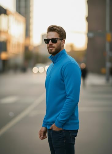 Image of Mack Jonney Men's Fleece Half-Zip High Neck Sweatshirt | Warm & Stylish Winter Wear -JM4380