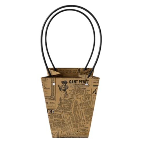 Image of Oasis Pack of 10 Conical Magazine Print Flower Hamper Bags | Premium Floral Packaging Bags for Rakhi Gift Hampers, Flower Bouquets, Wedding, Return Gifts, Decorative Presentation & Florist Supplies | 17 x 11.5 x 20 cm
