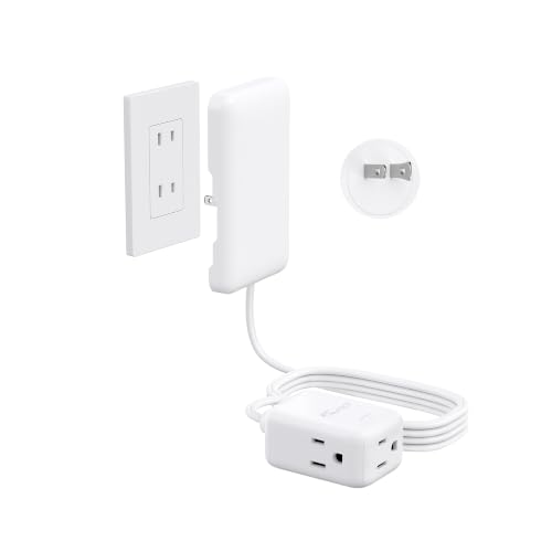 8FT Two Prong Extension Cord & 3 Outlets, 2 Prong to 3 Prong Outlet Adapter - image 1