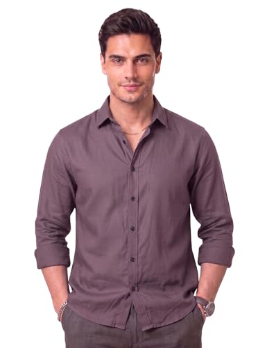 Image of Men's Cotton Blend Solid Casual Shirt Regular Fit Full Sleeve Shirt for Men Plain Formal & Casual Wear Collared Button Down Shirt