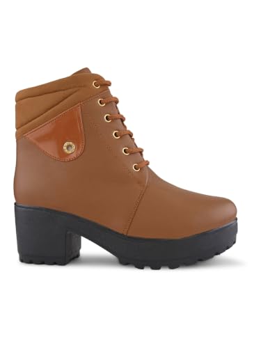 Image of XE Looks 100% Vegan Leather Women's Ankle Boots | Stylish & Trendy Lace-Up Design with Heel | Durable Leather Upper & Cozy Lining | Trendy & Stylish Boots For Girls & Women