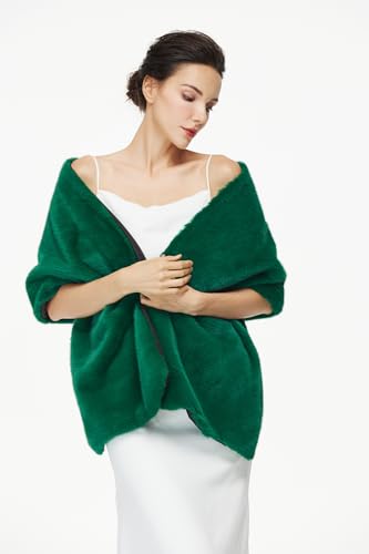 Women Faux Fur Shawl Wrap for Evening Dresses Bridal Fur Stoles Scarf for Wedding Party3