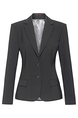 GREIFF Damen-Blazer RF Premium Regular Fit, 2-Knopf, 2 Leistentaschen, Teilungsnähte, Offener Ärmelschlitz, 1 Reißverschluss-Innentasche, Seitenschlitze, Farbe: Anthrazit, Größe: 36