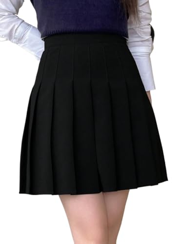 Athletic Casual Plain Mid Waist Zipper Solid Color Pleated Short Skirt for Summer