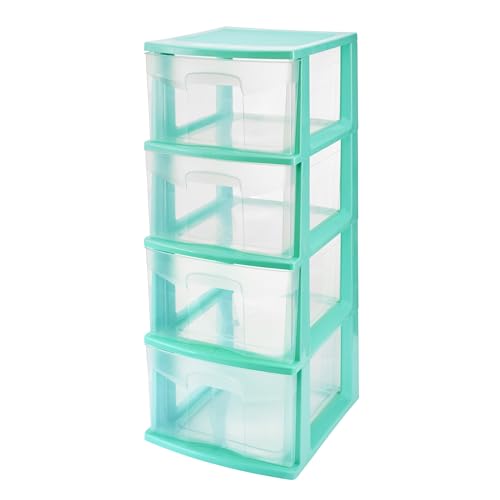 El Mejor Listado de Cajones de Plastico para Ropa . 42 Italhome Cajonera De Plástico, Cajonera Desarmable Organizador Multiusos De Color Aqua Con 4 Cajones Transparentes Onyx