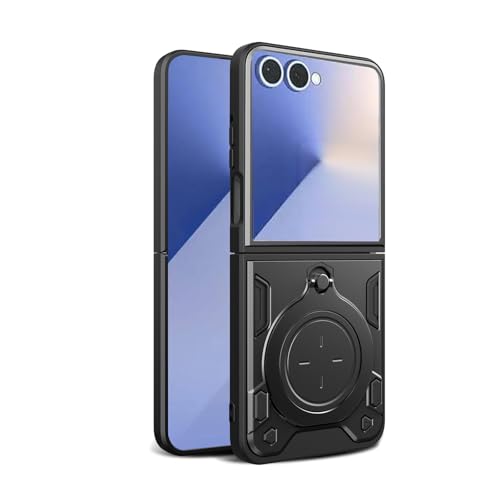 AGENIUS�EFor Galaxy Z Flip8 �P�[�X �ϏՌ� �J�o�[ �܂肽���݌^ �ԍڃz���_�[�Ή� ��̌^�����O�t�� �X�^���h�@�\ �ی�P�[�X(�u���b�N)