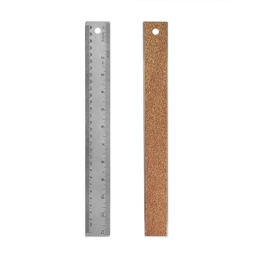 12-Inch Stainless Steel Metal Ruler with Non-Slip Cork Backi...