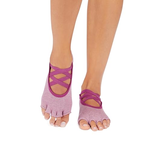 Image of toesox Elle Half Toe Grip Socks - Non-Slip Grip Sole for Yoga, Pilates, Gym - Non Skid Open Toe Socks for Women