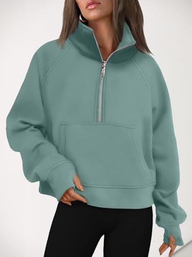 Image of AUTOMET Womens Sweatshirts Half Zip Cropped Pullover Fleece Quarter Zipper Hoodies 2026 Fall Fashion Outfits Clothes