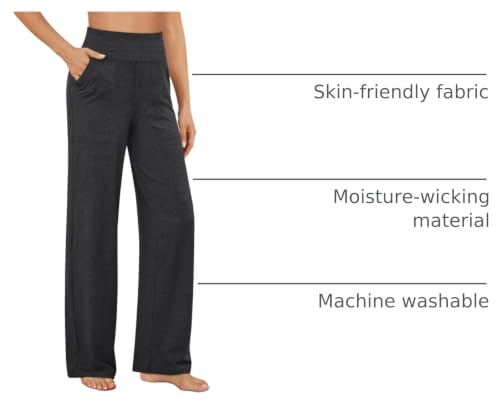 Image of G4Free EverGoing Yoga Pants Women Wide Leg Pants with Pockets High Waist Stretch Dress Casual Sweatpants Petite /Regular /Tall
